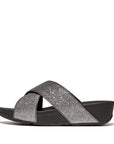 FitFlop Lulu Glitterdust Cross Slides Sandal Pewter 4