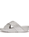 FitFlop Lulu Glitterdust Cross Slides Sandal Silver 4