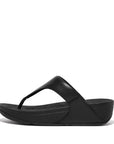 FitFlop Lulu Leather Toe-Post Sandals Microwobbleboard Black 3