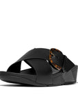 FitFlop FitFlop Lulu Resin-Buckle Leather Cross Slides Slide