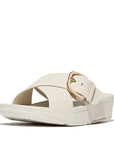 FitFlop LULU Resin-Buckle Leather Cross Slides Slide