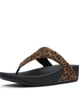 Trenton FitFlop Lulu Suede Leopard Toe-Post Sandals