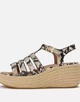 PLATFFORMS Leather Espadrille Wedge Sandals