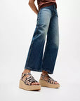 PLATFFORMS Leather Espadrille Wedge Sandals