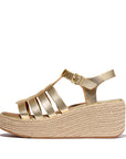 Trenton PLATFFORMS Espadrille Leather Fisherman Wedge Sandals Platino 3