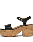 Trenton PLATFFORMS Leather/Cork Heeled Ankle-Strap Sandals Sandal Black 3