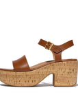Trenton PLATFFORMS Leather/Cork Heeled Ankle-Strap Sandals Sandal Deep Tan 3