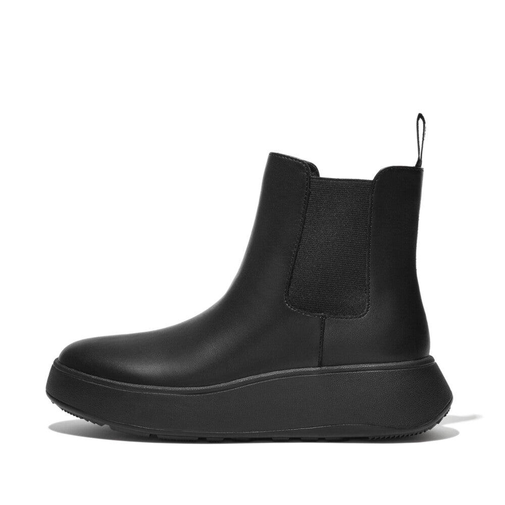 Leather Flatform Chelsea Boots F-MODE Microwobbleboard Black 3