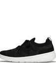 FitFlop SUPER-Q Knit Slip-On Laced Trainers Sneaker Black/Silver 4