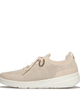 FitFlop SUPER-Q Knit Slip-On Laced Trainers Sneaker Stone Beige/Platino 4