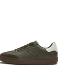 FitFlop FitFlop Men's The Dash T-Toe Leather Trainers Sneaker Deep Olive/Cream UK 7