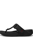 FitFlop FitFlop Trakk II Mens Leather Flip-Flops Microwobbleboard All Black 11