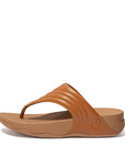 FitFlop Walkstar Leather Toe-Post Sandals Microwobbleboard Light Tan 6