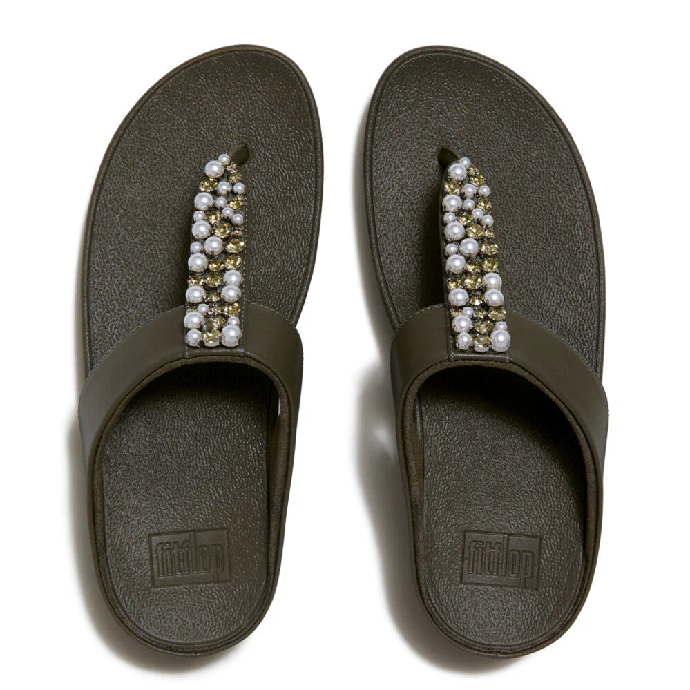 FitFlop FINO Pearls-And-Crystal Toe-Post Sandals