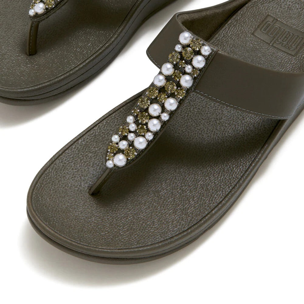 FitFlop FINO Pearls-And-Crystal Toe-Post Sandals