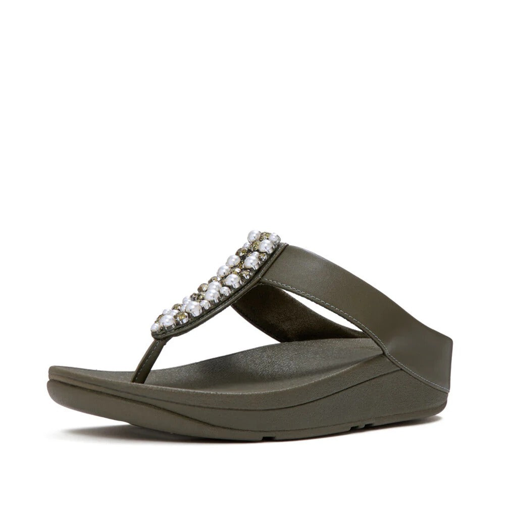 FitFlop FINO Pearls-And-Crystal Toe-Post Sandals