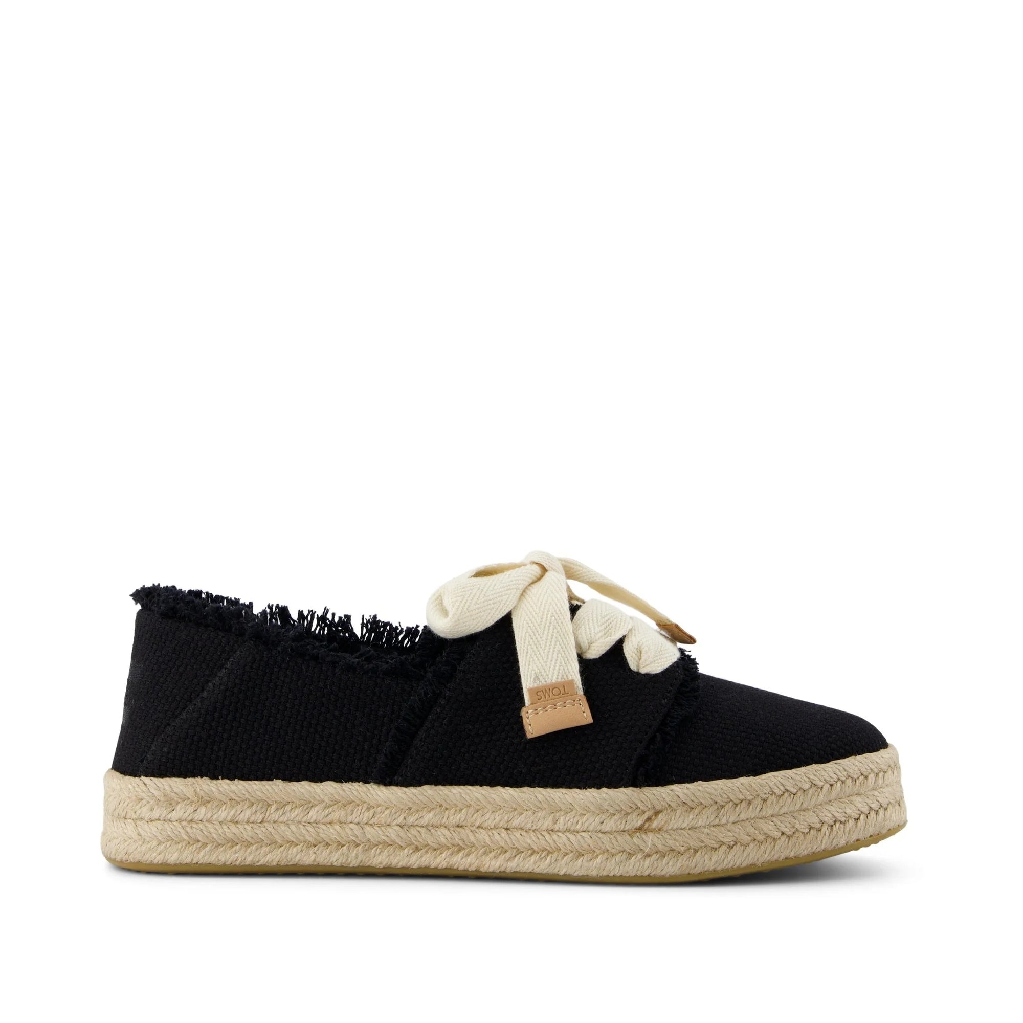 TOMS Carolina Lace Up Espadrille Shoes Black UK 3