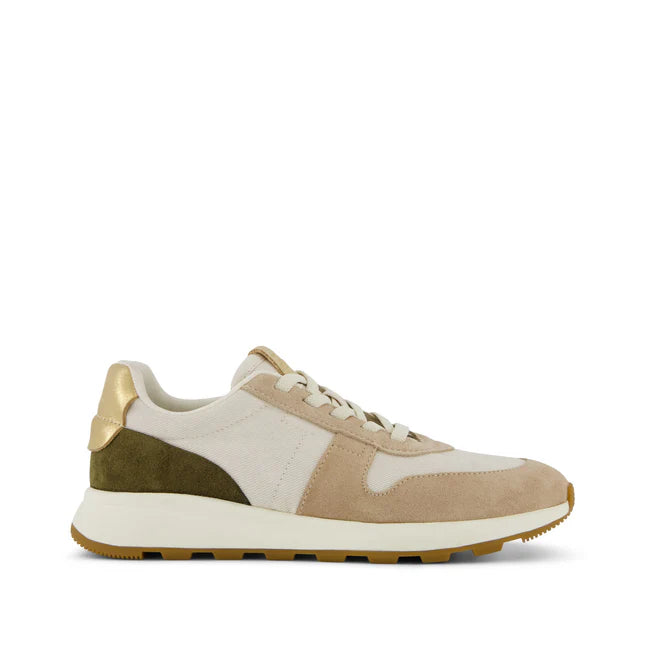 TOMS TRVL LITE Retro Runner Sneaker Sneaker Water Repellant Oatmeal Suede and Metallic Leather 3