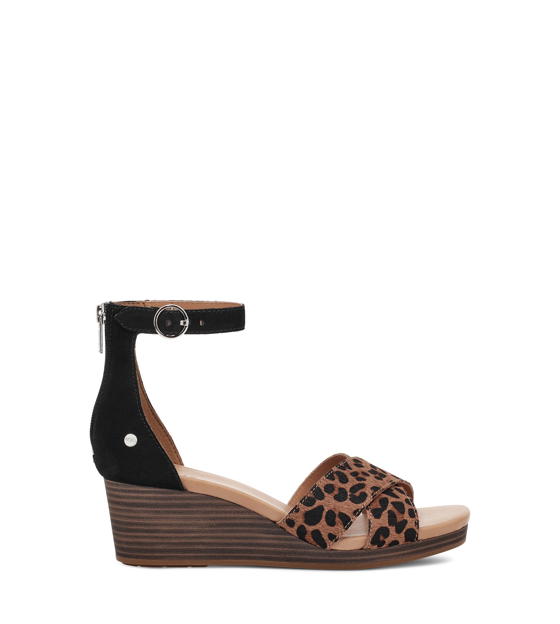 UGG UGG Eugenia Leopard Sandal Black/Tan 3 