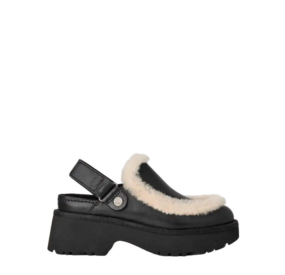 UGG Women's Esmee Leather Clog Slip on Black 3