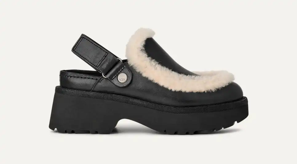 UGG Women's Esmee Leather Clog Slip on Black 3