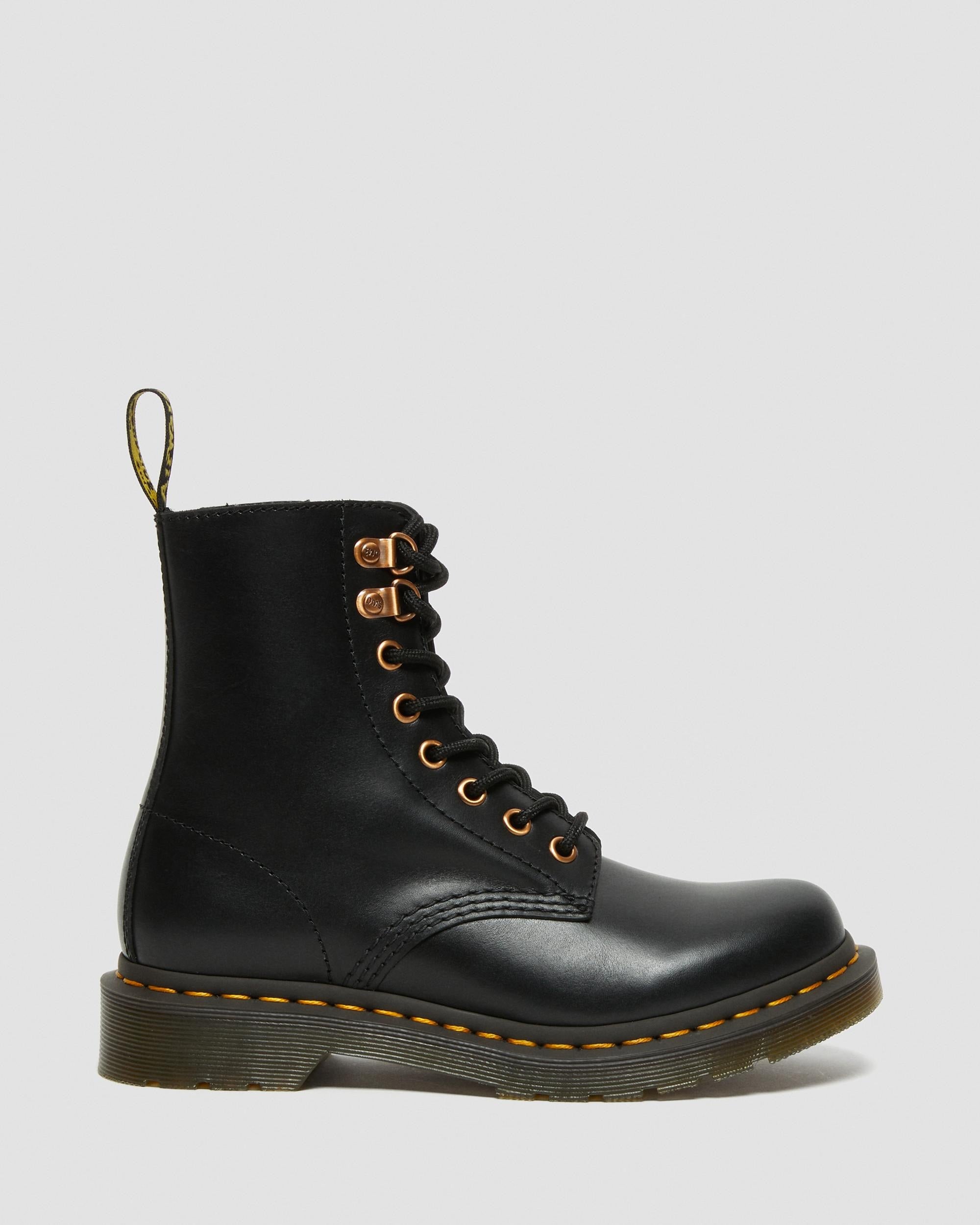 Dr Martens Dr Martens 1460 Pascal Rose Gold Hardware Leather Lace Up Boots Boot Black UK 3