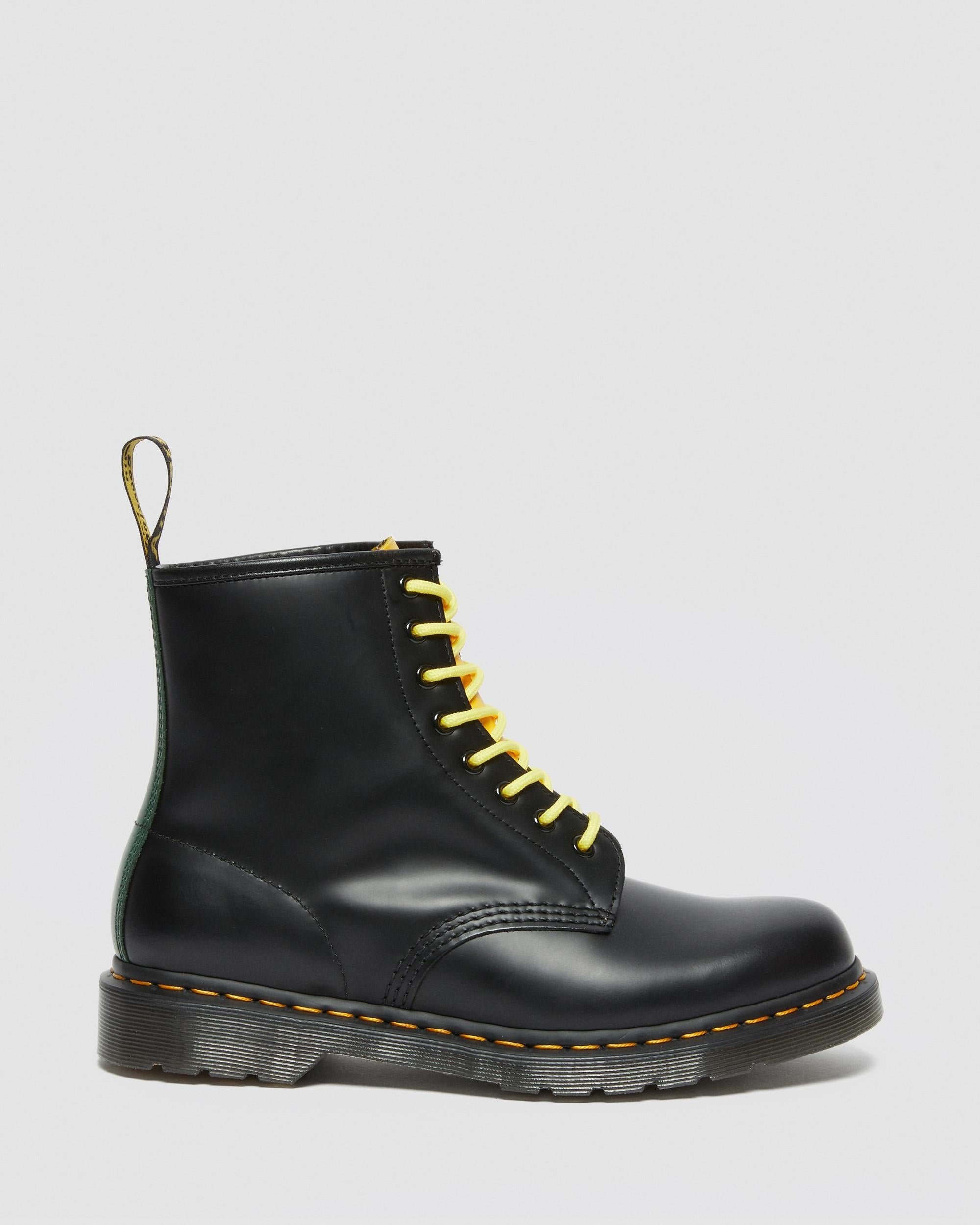 Dr Martens Dr Martens 1460 Contrast Smooth Leather Lace Up Boots Boot Black/Green/Yellow UK 3