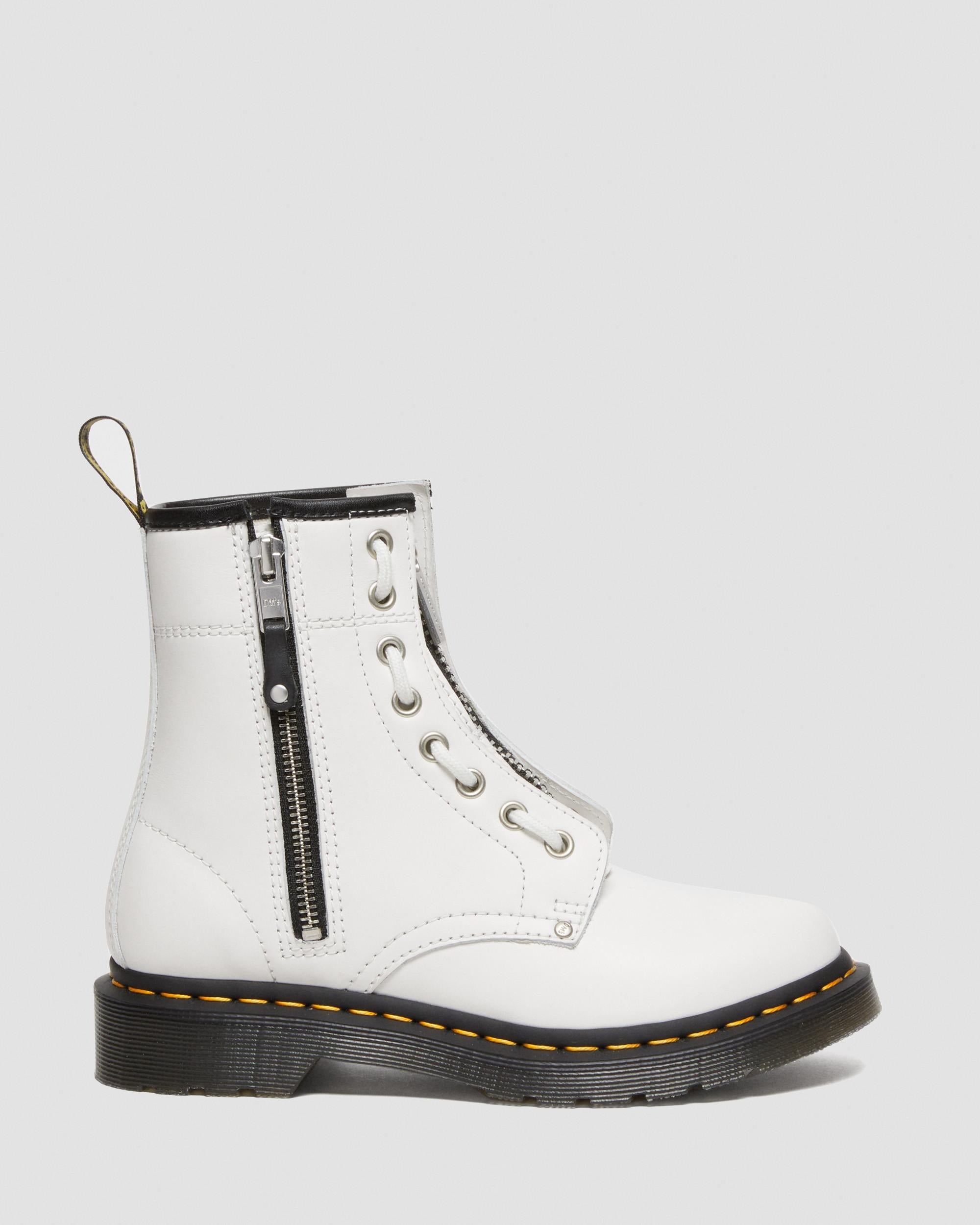 Dr Martens Dr Martens 1460 Double Zip Leather Lace Up Boots Boot White UK 3