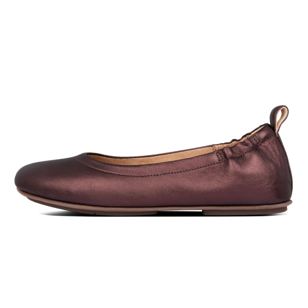 Soft Leather Ballet Pumps ALLEGRO Dynamicush Chocolate Metallic 4