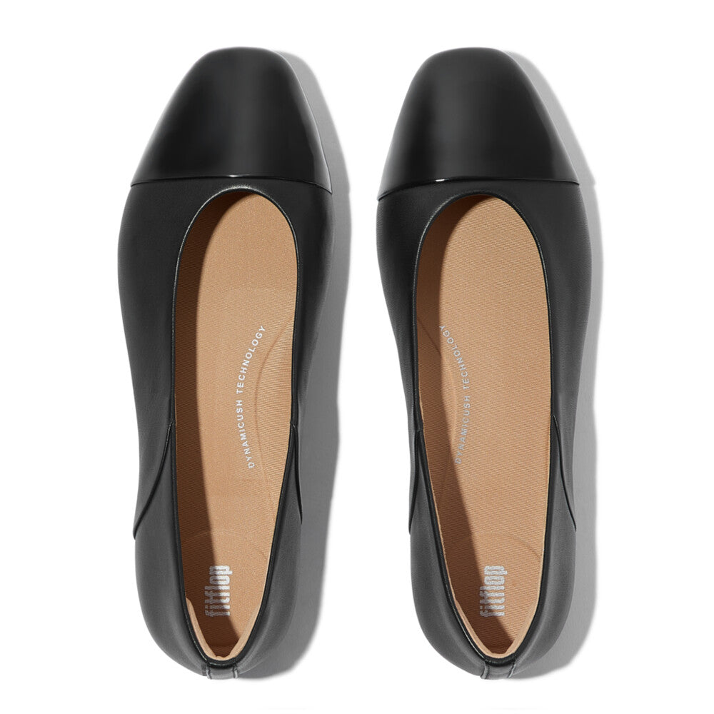 FitFlop FitFlop Danser Cap-toe Leather Ballet Flats All Black Shoes