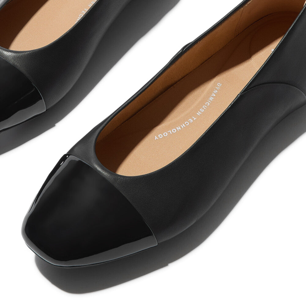 FitFlop FitFlop Danser Cap-toe Leather Ballet Flats All Black Shoes