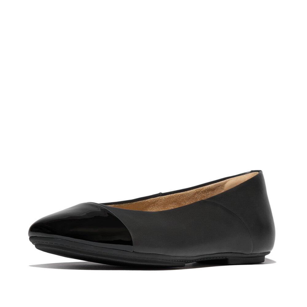 FitFlop FitFlop Danser Cap-toe Leather Ballet Flats All Black Shoes