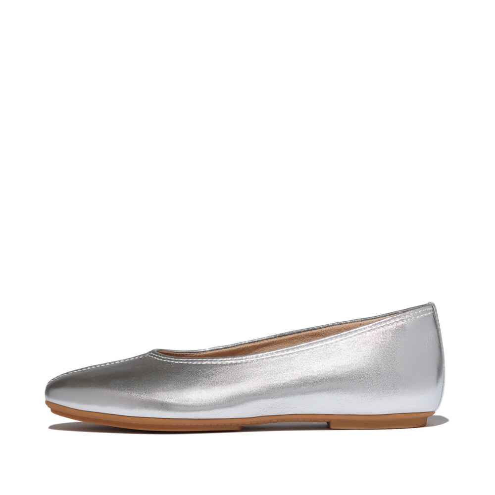 FitFlop FitFlop Delicato High-Cut Soft-Leather Ballet Flats Silver UK 3