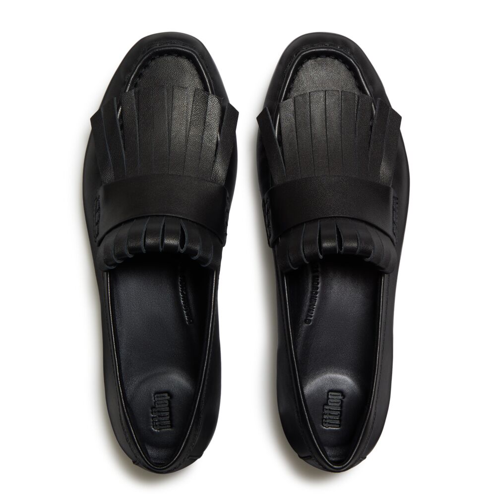 DELICATO Leather Fringe Loafers