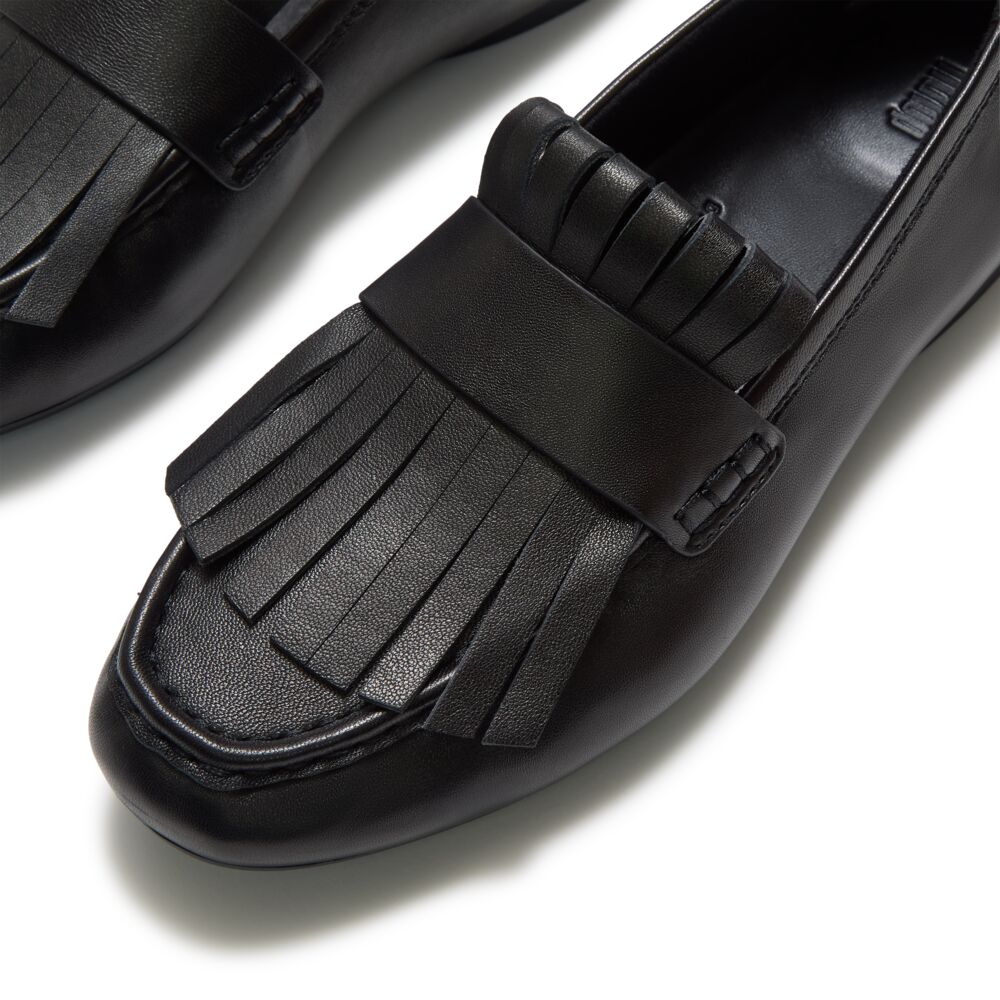 DELICATO Leather Fringe Loafers