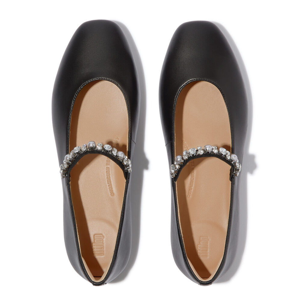 FitFlop FitFlop DELICATO Pearls-And-Crystal Soft-Leather Mary Janes Shoes
