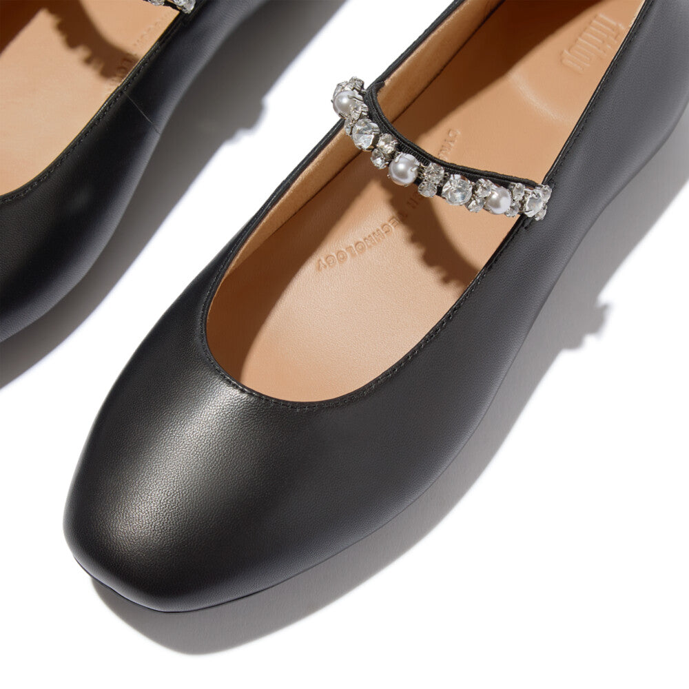 FitFlop FitFlop DELICATO Pearls-And-Crystal Soft-Leather Mary Janes Shoes