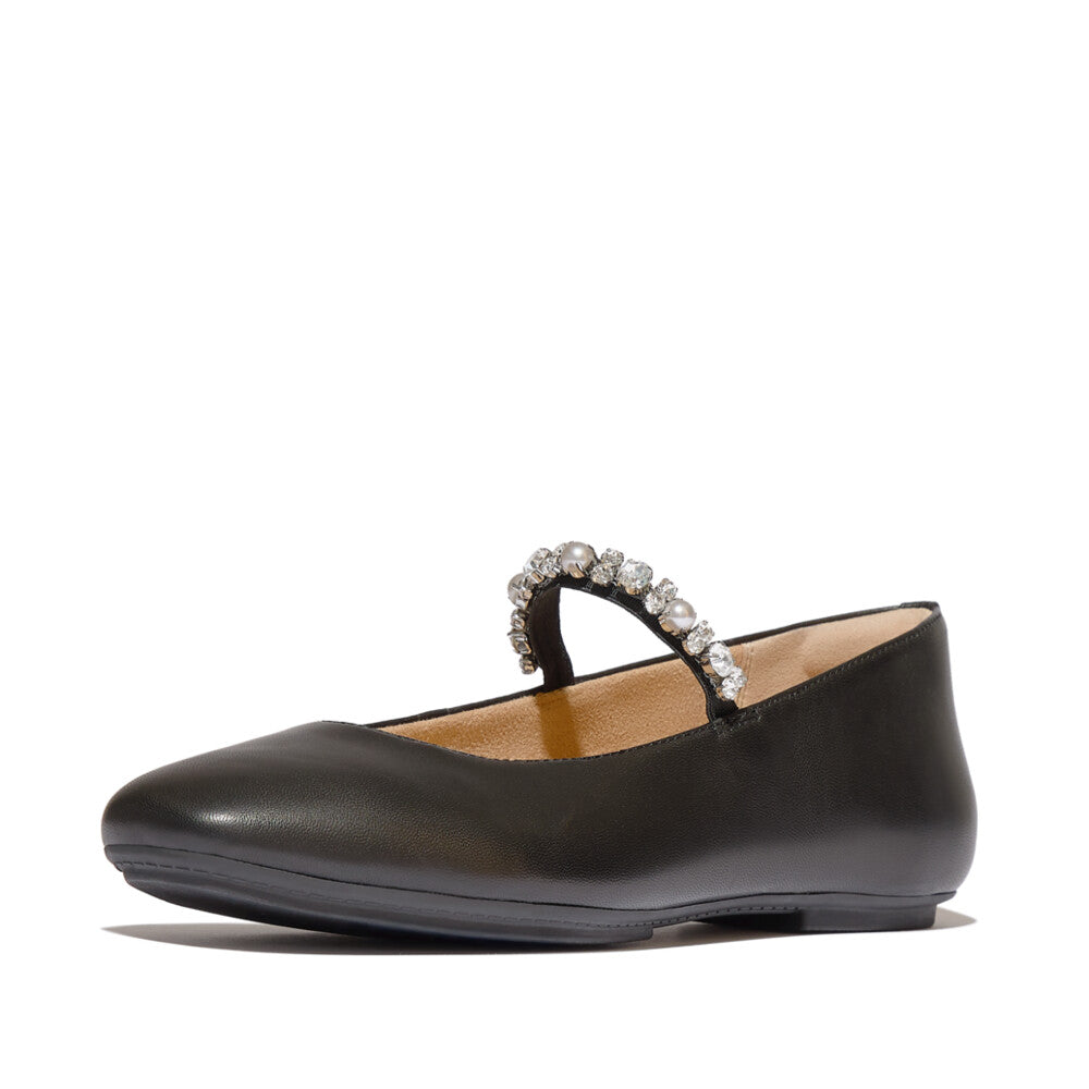 FitFlop FitFlop DELICATO Pearls-And-Crystal Soft-Leather Mary Janes Shoes