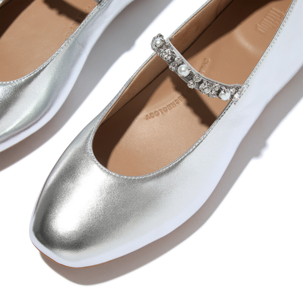 FitFlop FitFlop DELICATO Pearls-And-Crystal Soft-Leather Mary Janes Shoes