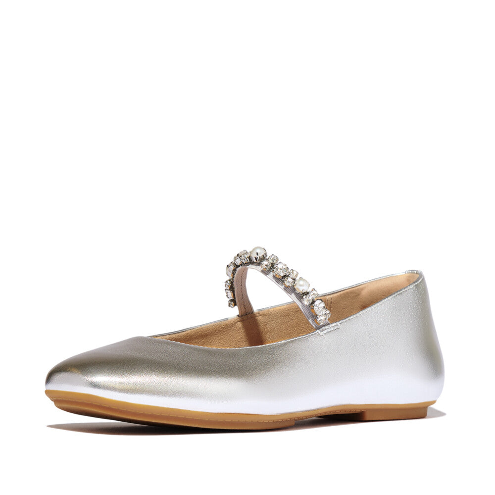 FitFlop FitFlop DELICATO Pearls-And-Crystal Soft-Leather Mary Janes Shoes