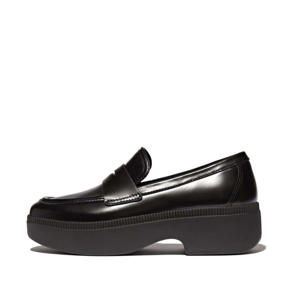 FitFlop FitFlop F-Luma Box-Leather Demi-Wedge Penny Loafers Loafers &amp; Laceups Black 4 