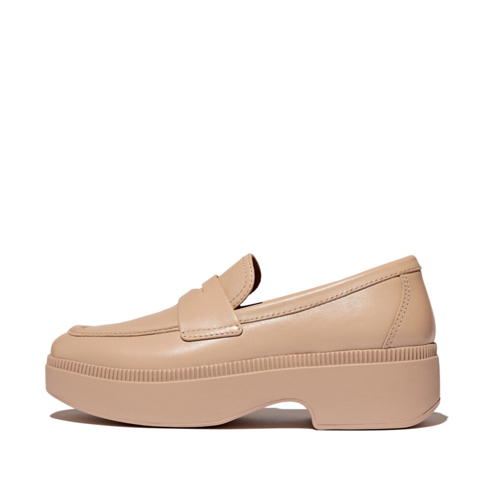 FitFlop FitFlop F-Luma Box-Leather Demi-Wedge Penny Loafers Loafers &amp; Laceups Classic Beige 4 