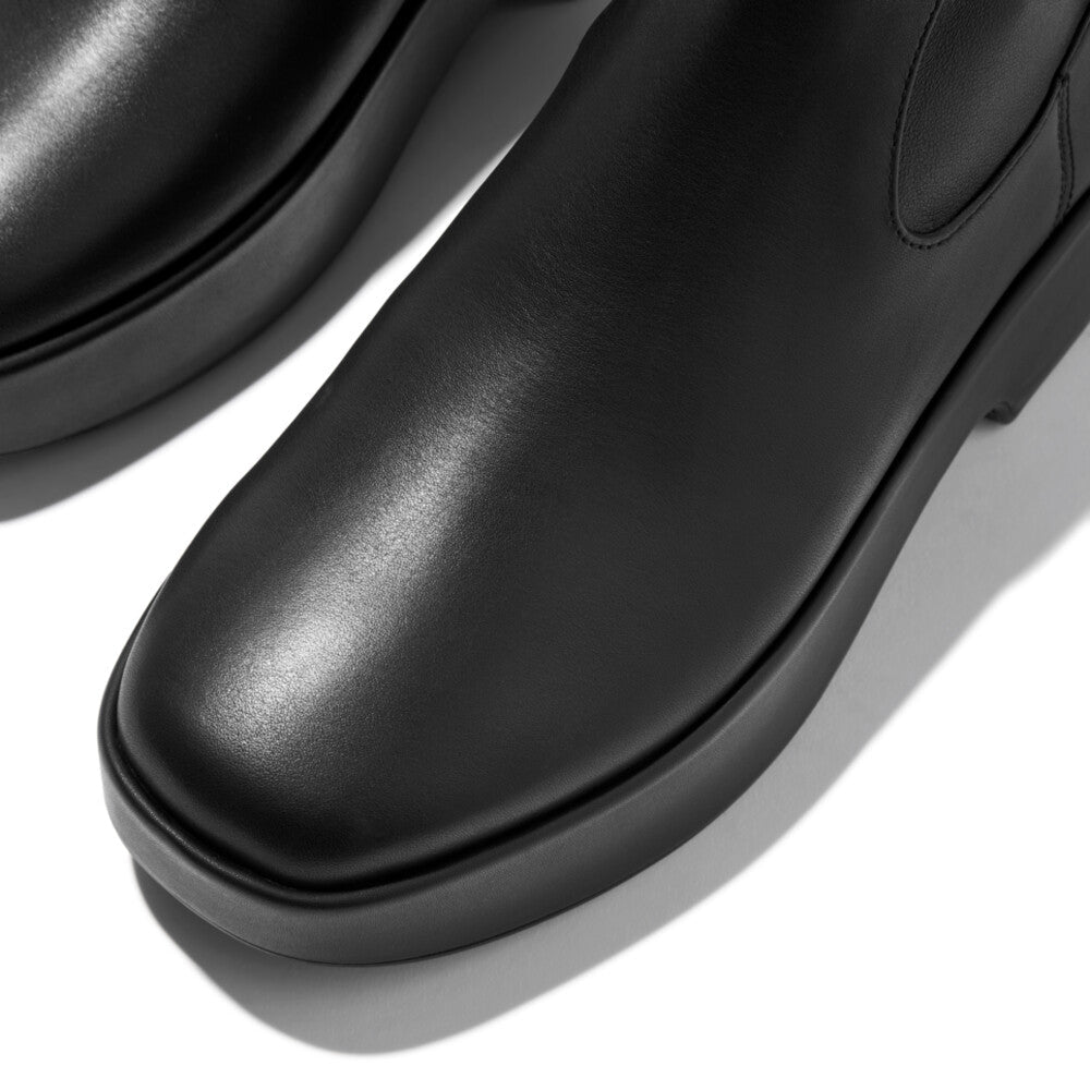 Stretch Leather Demi-Wedge Mid-Calf Boots F-LUMA Microwobbleboard
