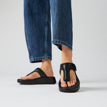 FitFlop F-Mode Adjustable Padded-Leather Flatform Trenton