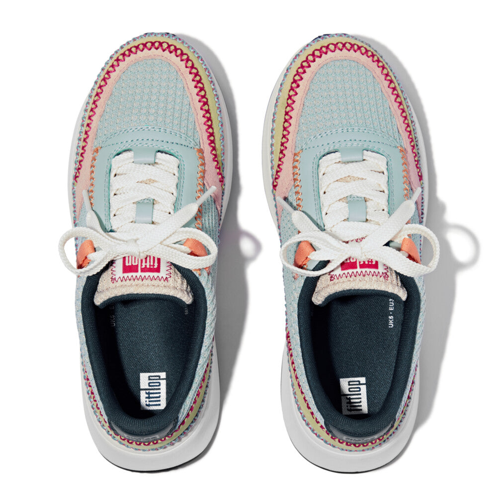 Cross-Stitch Knit/Suede/Leather Flatform Trainers F-MODE Microwobbleboard