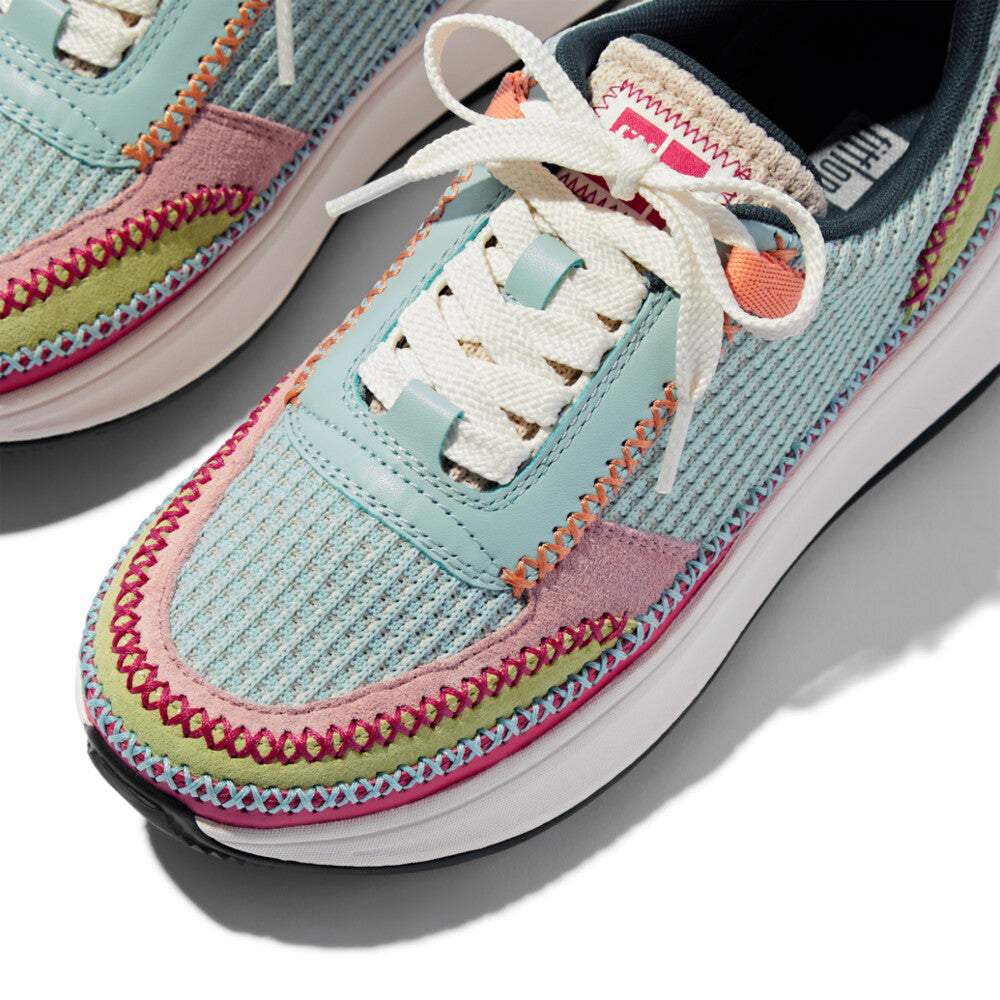 Cross-Stitch Knit/Suede/Leather Flatform Trainers F-MODE Microwobbleboard