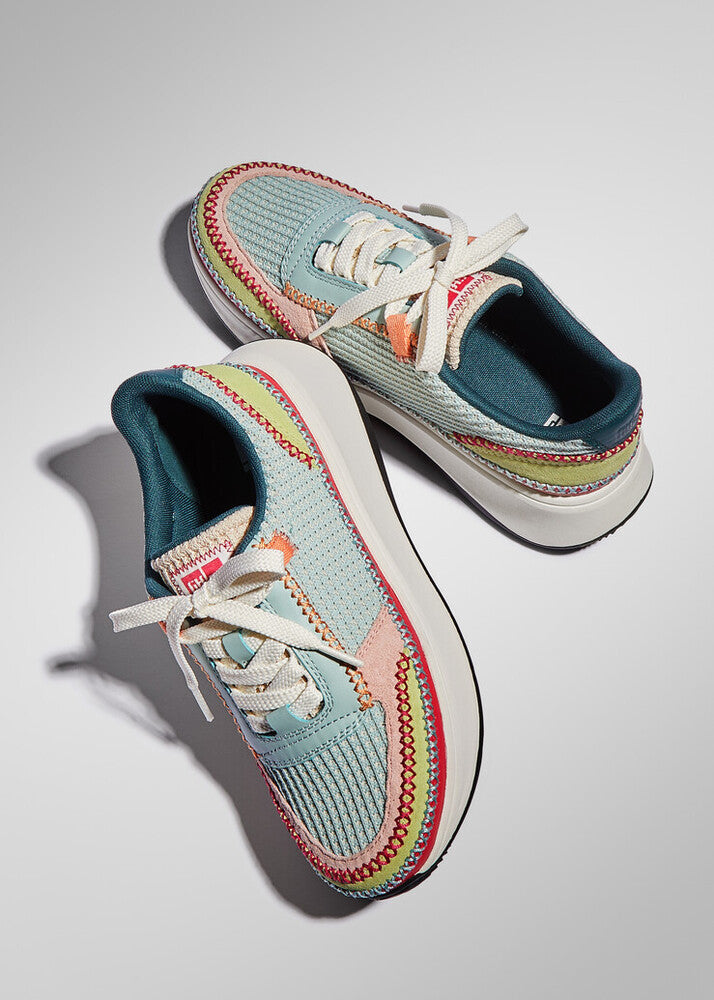 Cross-Stitch Knit/Suede/Leather Flatform Trainers F-MODE Microwobbleboard