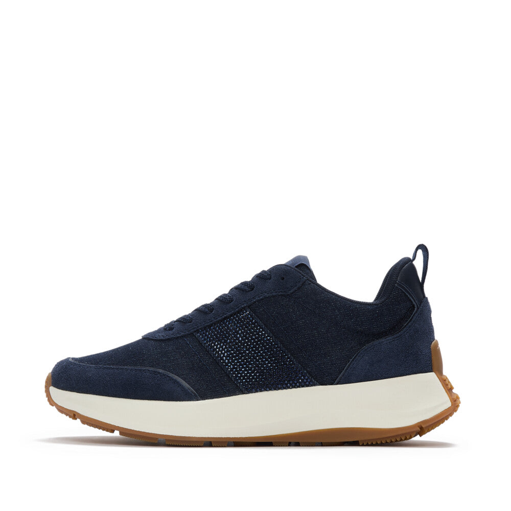 FITFLOP F-MODE Flow Crystal Denim/Suede Sneakers SNEAKER Dark Denim UK3