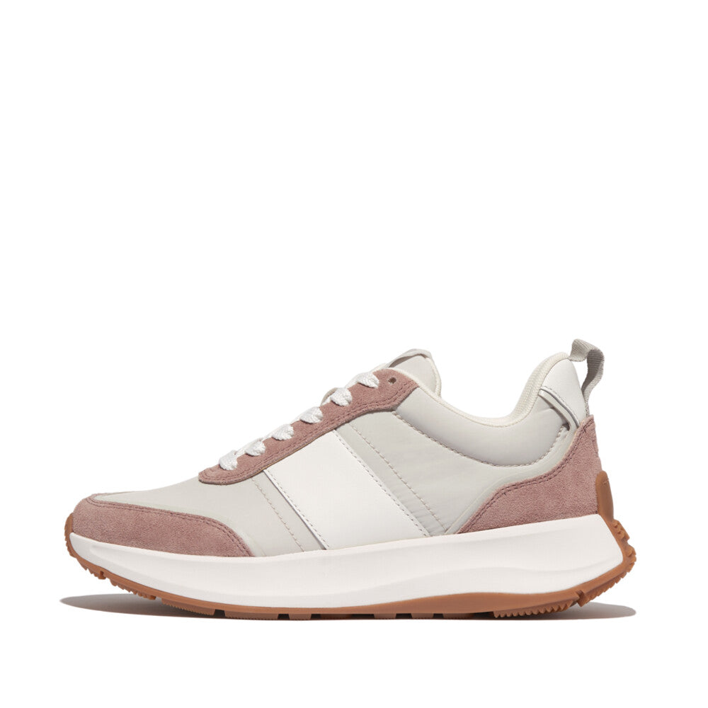 Flow Fabric/Suede/Leather Flatform Trainers F-MODE Microwobbleboard Dusky Pink Mix 4