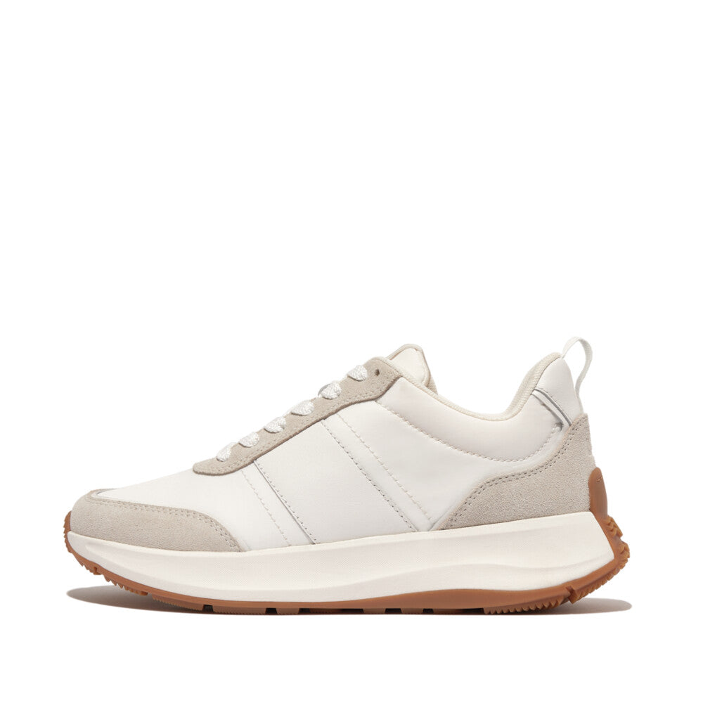 Flow Fabric/Suede/Leather Flatform Trainers F-MODE Microwobbleboard Urban White Mix 3